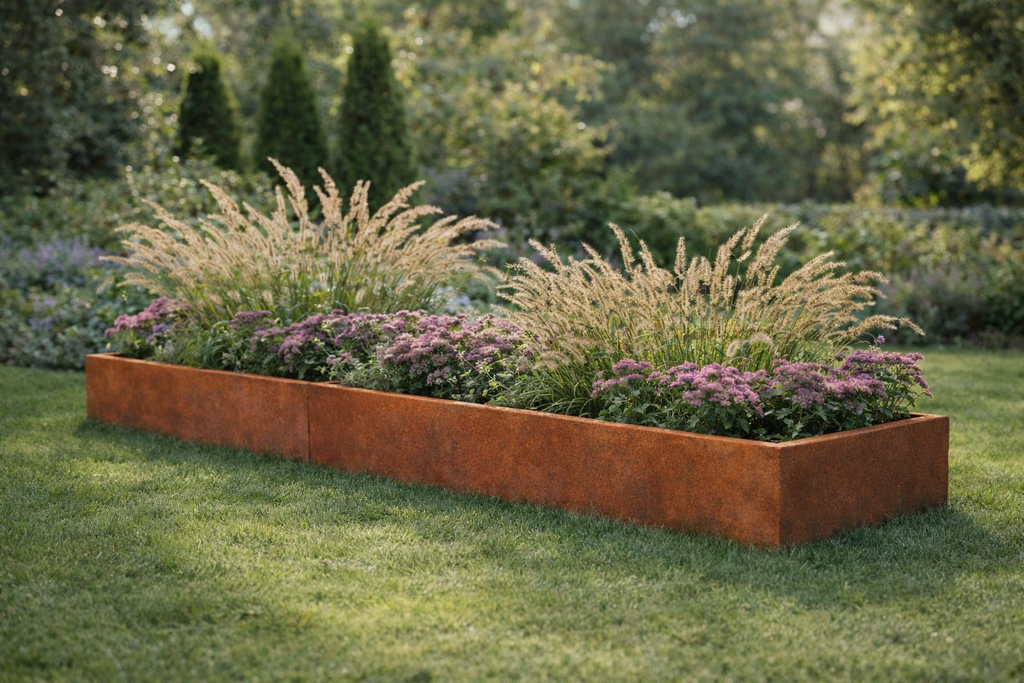 Donica corten prostokątna bez dna 100×30×60h (cm)